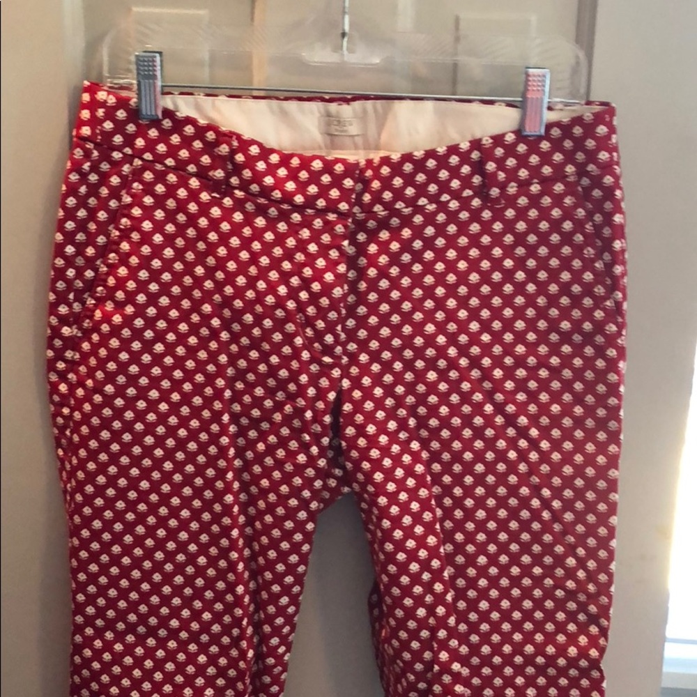Jcrew Red and White Floral Skimmer Pants